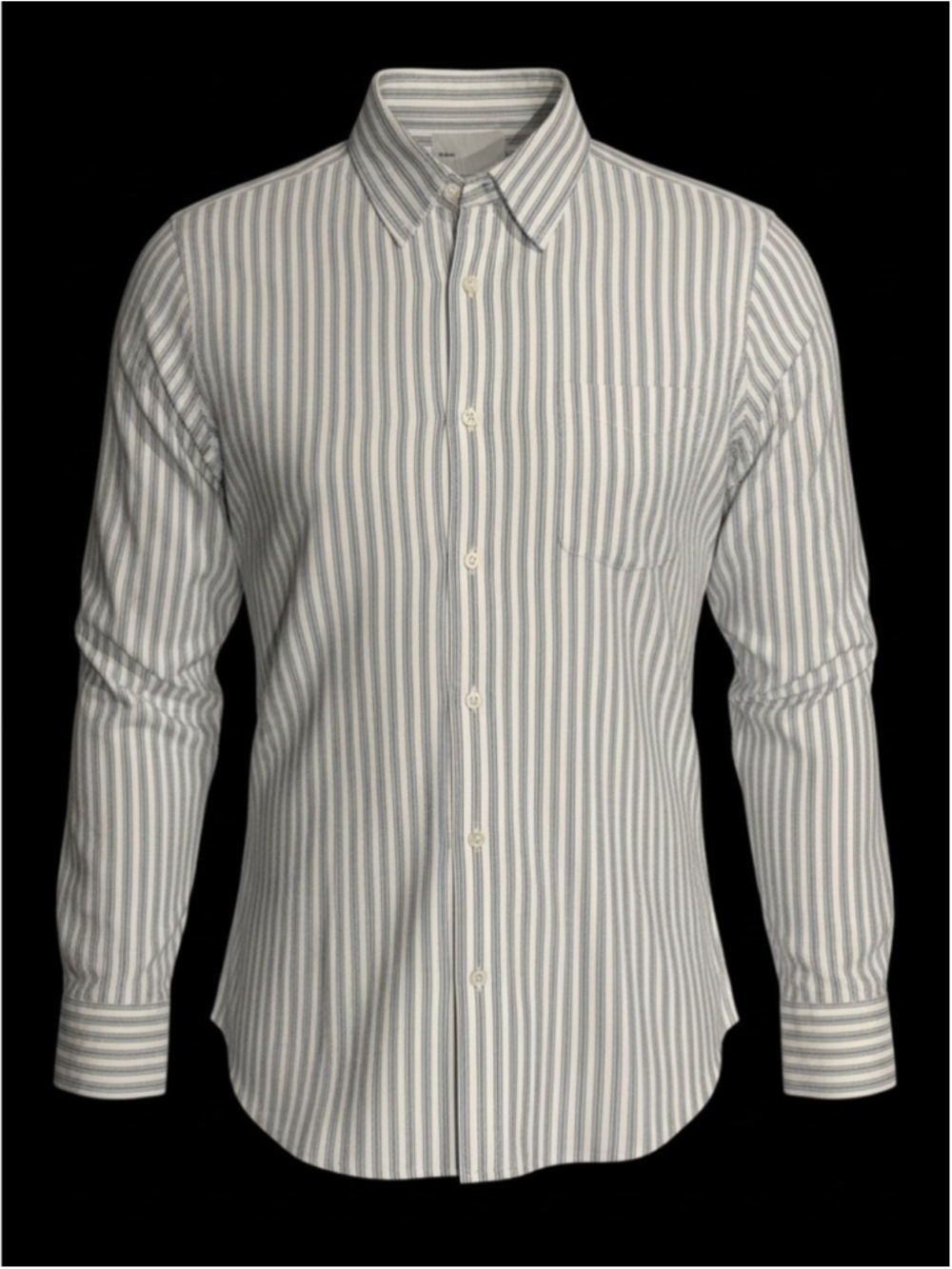 Adsum Blue White Stripe Long Sleeve Button Down Oxford Shirt Men's XL